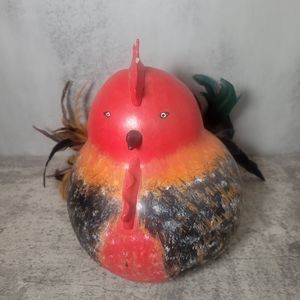 Large 13" hand Painted Gourd and 9" Wide  Rooster Chicken Primitive Farm Decor